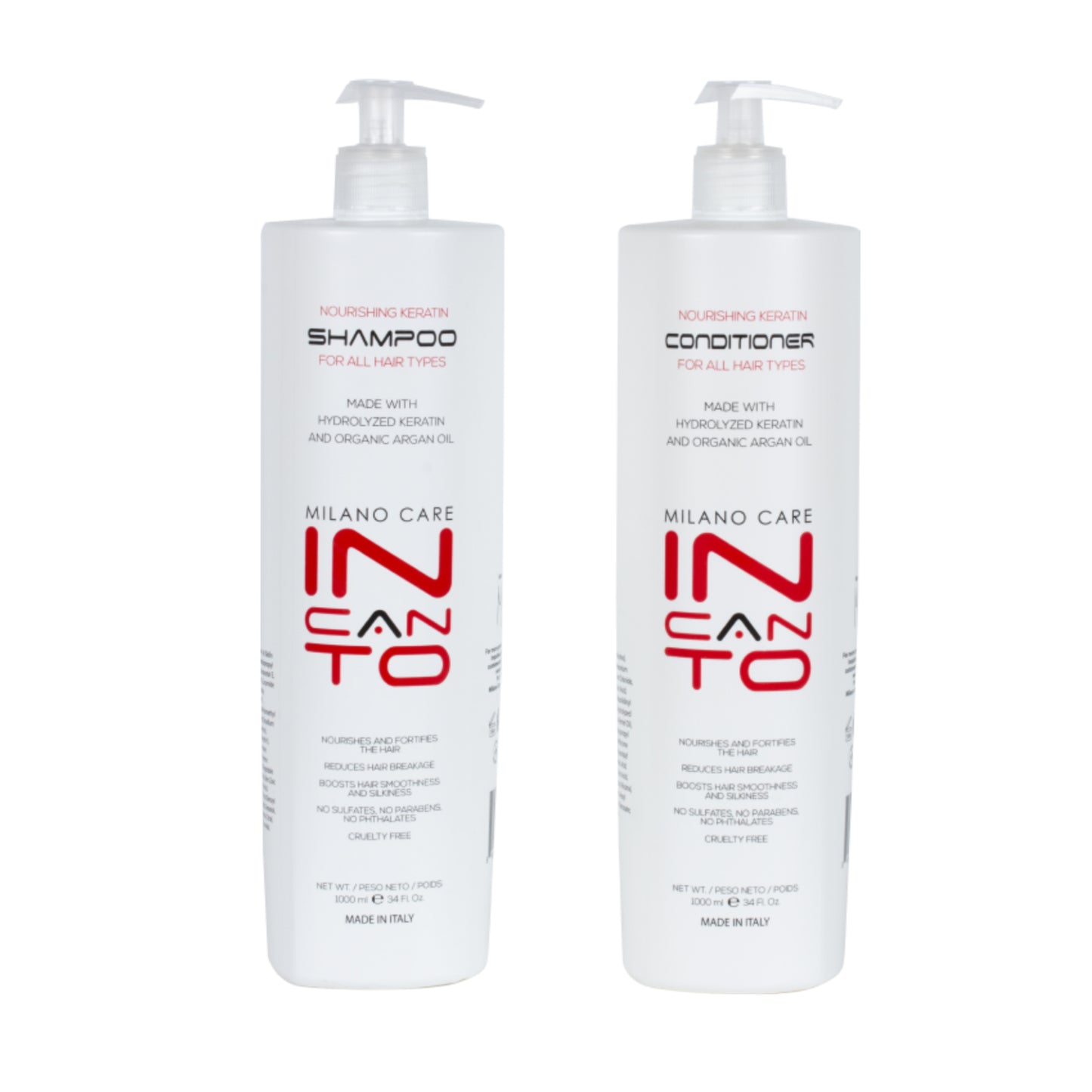 Milano Care Incanto-Keratin Shampoo and Conditioner Set 33.8fl oz/1000 ml