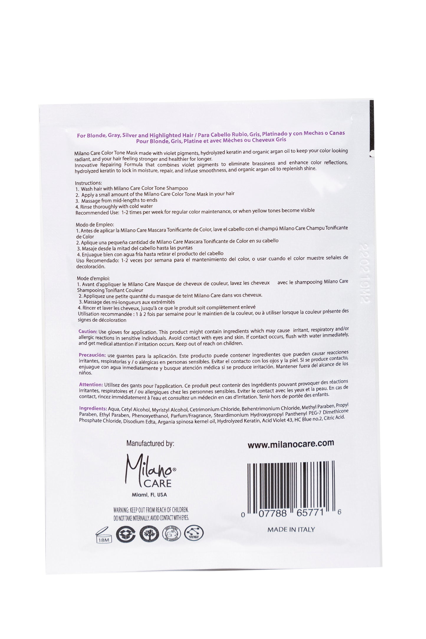 Milano Care Color Tone Mask 50 ml/1.70 oz